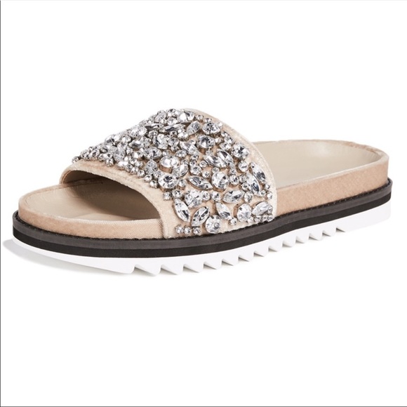 Joie Shoes - Joie Velvet and Crystal Slides
